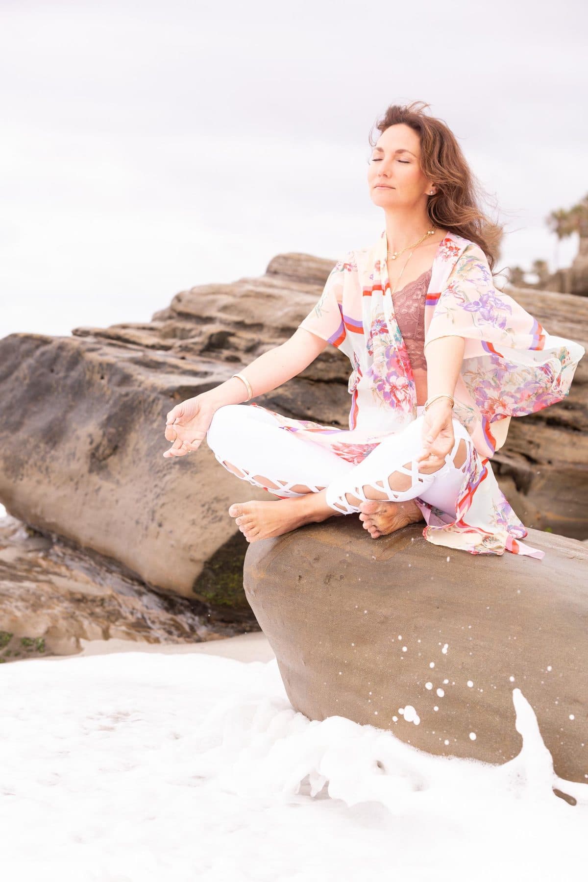 Seated in reflection outdoors